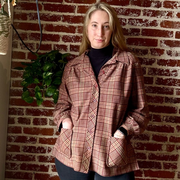 70s Vintage Marty Gutmacker Red Plaid Shacket - Picture 3 of 6